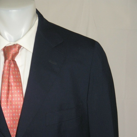 Raffaele Caruso Parma 100% Cashmere Solid Blue Three Button Blazer 44L